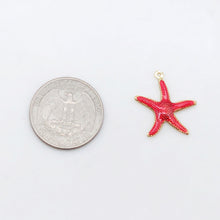 Load image into Gallery viewer, 3D Enamel Starfish Charms, 18K Gold Plated, Dainty Starfish Shape Pendant, Bracelet Making Pendant S20520