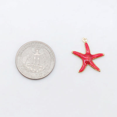3D Enamel Starfish Charms, 18K Gold Plated, Dainty Starfish Shape Pendant, Bracelet Making Pendant S20520