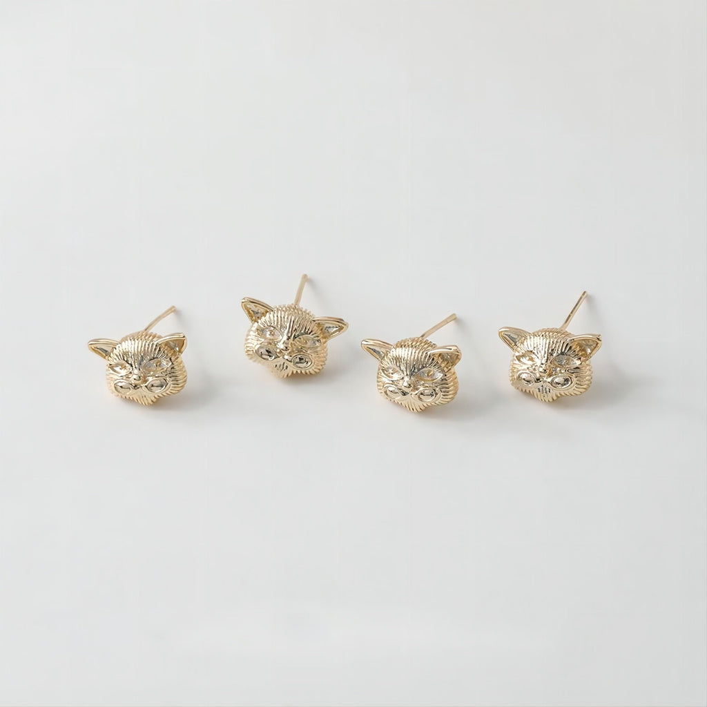 Pendientes de gato con pasador, oro/plata de 14 quilates, plata S925, sin níquel, con forma de animal y aro GE029