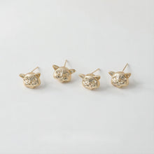 Cargar imagen en el visor de la galería, Pendientes de gato con pasador, oro/plata de 14 quilates, plata S925, sin níquel, con forma de animal y aro GE029