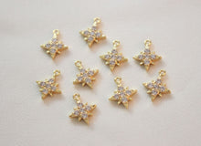 Load image into Gallery viewer, Tiny Star Charms,  Crystal Cubic Pave Star Pendant, 18K Gold Plated, Necklace Making Star Charms, Jewelry Findings GZ421