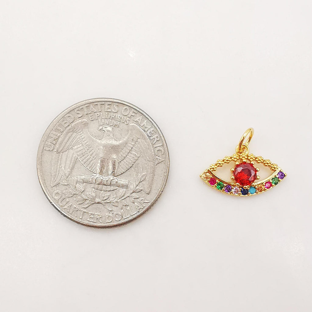 Cubic Evil Eye Charm, 18K Gold Plated Micro CZ Pave Eye Pendant,Necklace Making Charm, Jewelry Findings