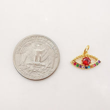 Load image into Gallery viewer, Cubic Evil Eye Charm, 18K Gold Plated Micro CZ Pave Eye Pendant,Necklace Making Charm, Jewelry Findings