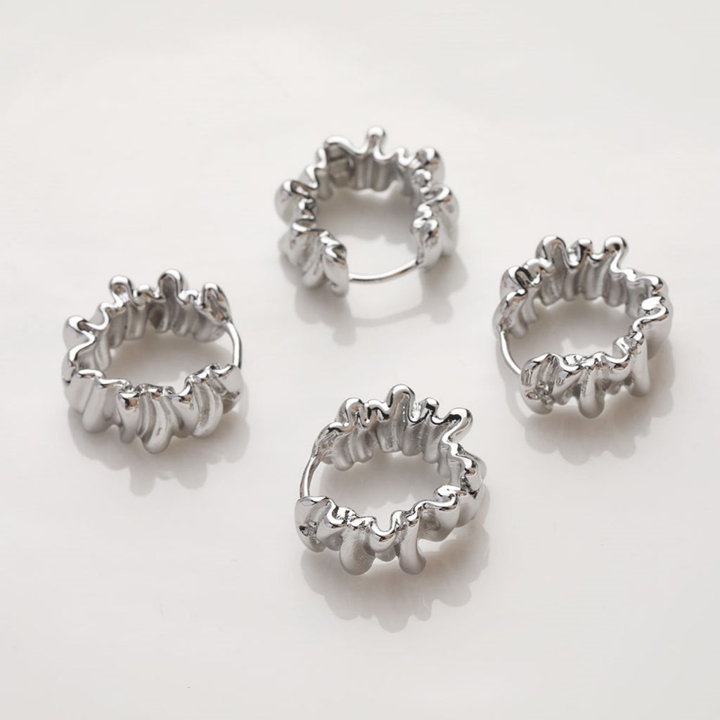 14K Gold Plated Fold Earring Post with loop, Gold Ruffles Post, for Jewelry Making GZ386-D0310