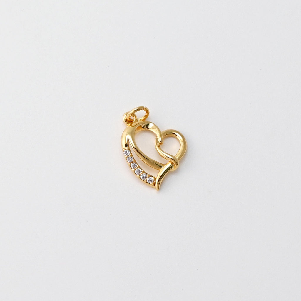 Cubic Heart Charms, 18K Gold Plated CZ Pave Love Charms, Bracelet Necklace Making Pendants, Jewelry Findings S20819