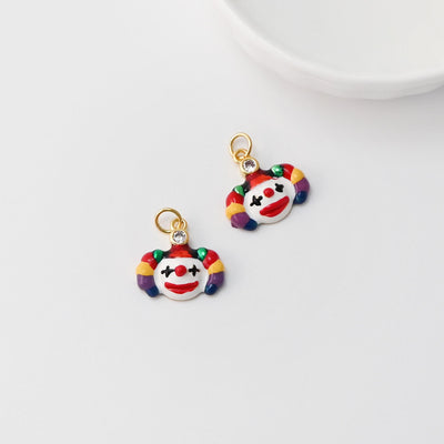 Bride Charms, Enamel Clowns Charm, 18K Gold Plated Cubic Pave Charms, Necklace charms, Jewelry Findings