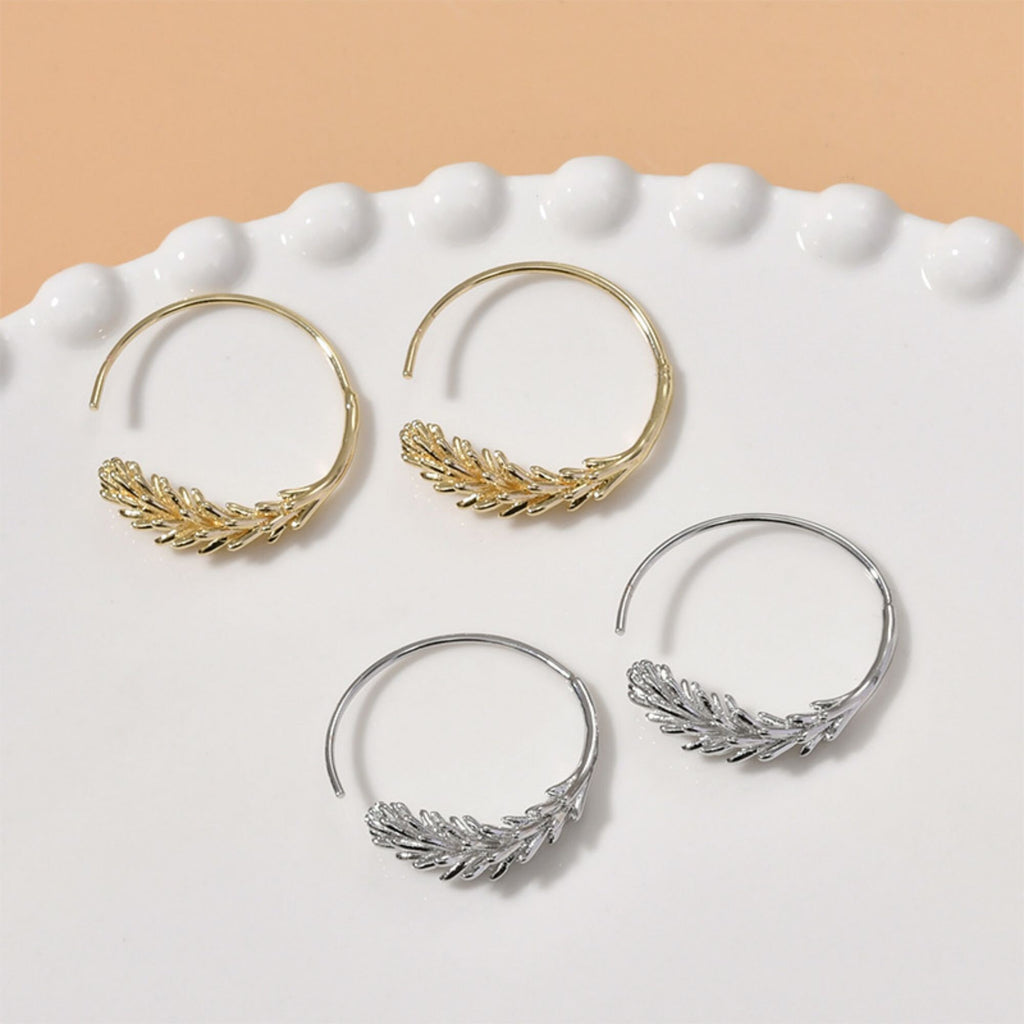 14K Gold Plated Wheat ears  Hoop Earring Finding, Nickel Free Circle Earring Hoops, DIY  Earring Making Findings LL155