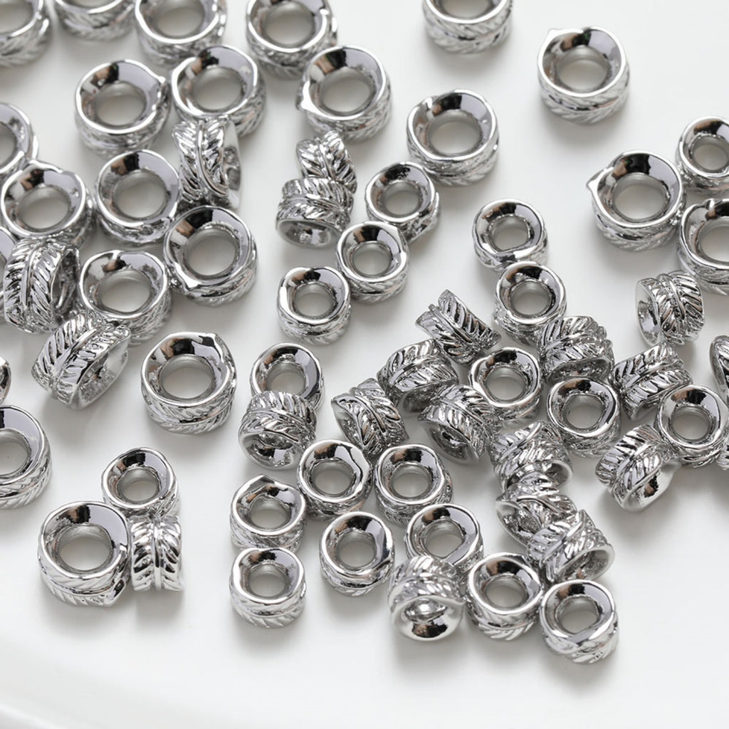 Feather shaped spacer beads, 14K gold plated, feather hole beads, necklace and earring making beads, jewelry findings SC005