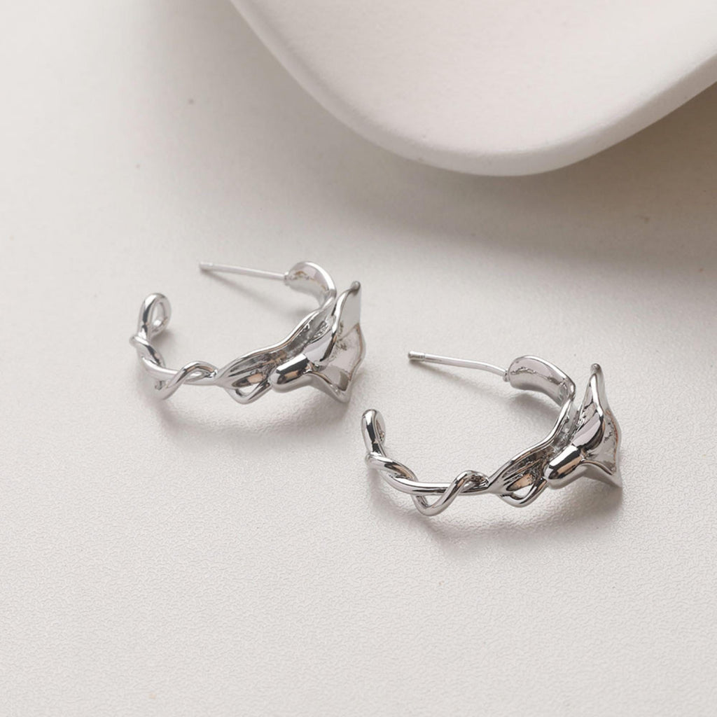 C-Shaped Trumpet Earrings With Loop, 14K Gold/Silver Plated, S925 Silver Ear Pin Nickel Free Earrings, Twist Wrap, Earring Findings GZ734