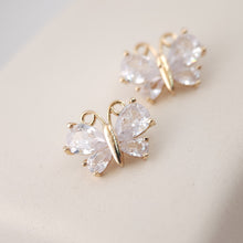 Load image into Gallery viewer, Dainty Butterfly Charm, CZ Micro Pave Charm, 14K Gold Plated Kawaii Charm for Jewelry Making F269