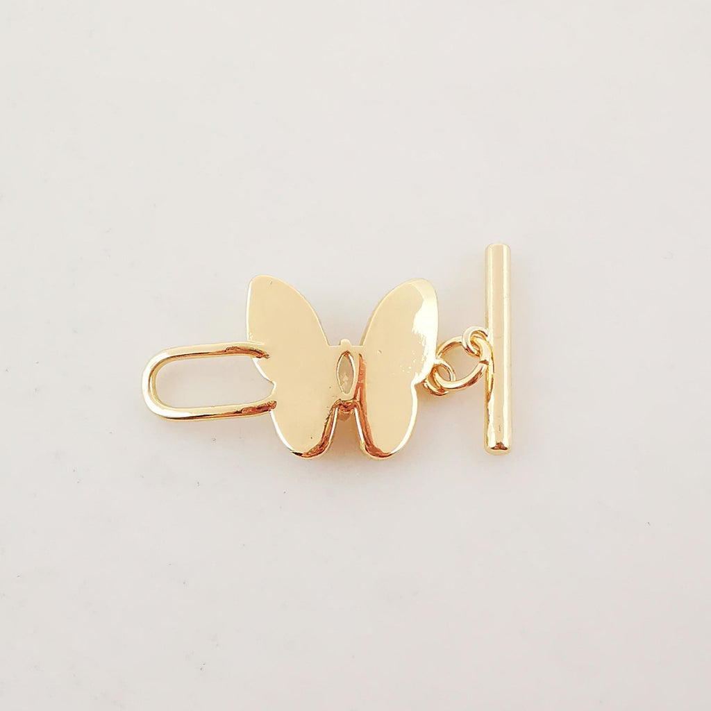 Butterfly OT Toggle Clasps, 18K Gold Plated OT Buckle, Mother of Pearl, Necklace Closure, Connectors Clasps, Jewelry Findings ZX048