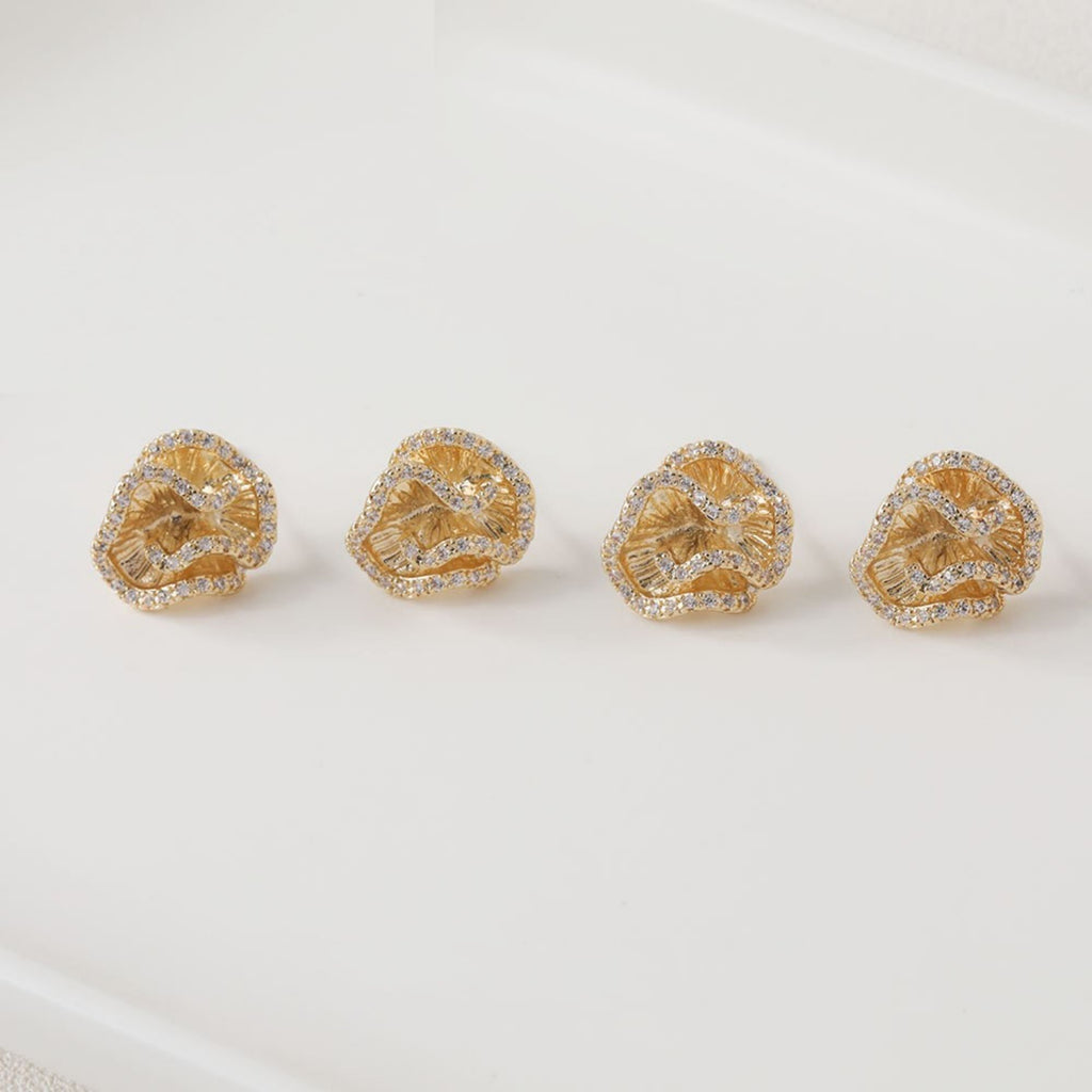 14K Gold Plated Irregular Ruffles Floral Earring Post, Silver, Earring Parts, S925 Silver Pin, Hoop earring for Jewelry Making BB117