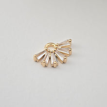 Load image into Gallery viewer, CZ Pave Fan Shape Charm, Cubic Zircon Crystal Fan Connector, CZ Earring Charms,Real Gold Plated Earring Charms, Jewelry Findings D0238