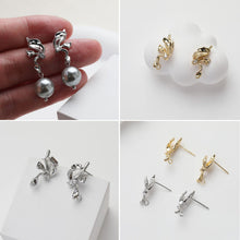 Load image into Gallery viewer, Bow Tie Earring Post With Loop, 14K Gold/Silver, S925 Silver Pin Nickel Free Earrings, Bow Tie Ear Stud with Loop GE122