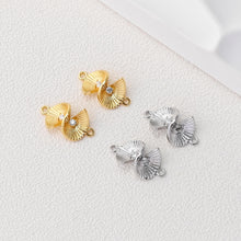 Cargar imagen en el visor de la galería, Dije de circonita cúbica en forma de abanico, conector en forma de abanico, chapado en oro de 18 quilates, para collares y pendientes, accesorios de joyería D0496