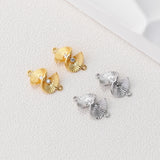 Dije de circonita cúbica en forma de abanico, conector en forma de abanico, chapado en oro de 18 quilates, para collares y pendientes, accesorios de joyería D0496