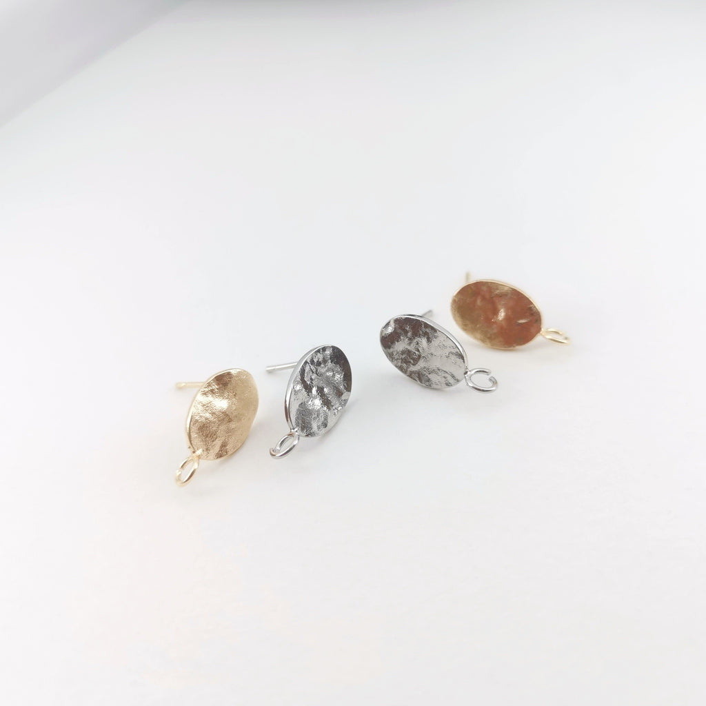10pcs Oval Post With Loop,  18K Gold Stud Earring Nickel Free, Hypoallergenic Earring Findings ZX158