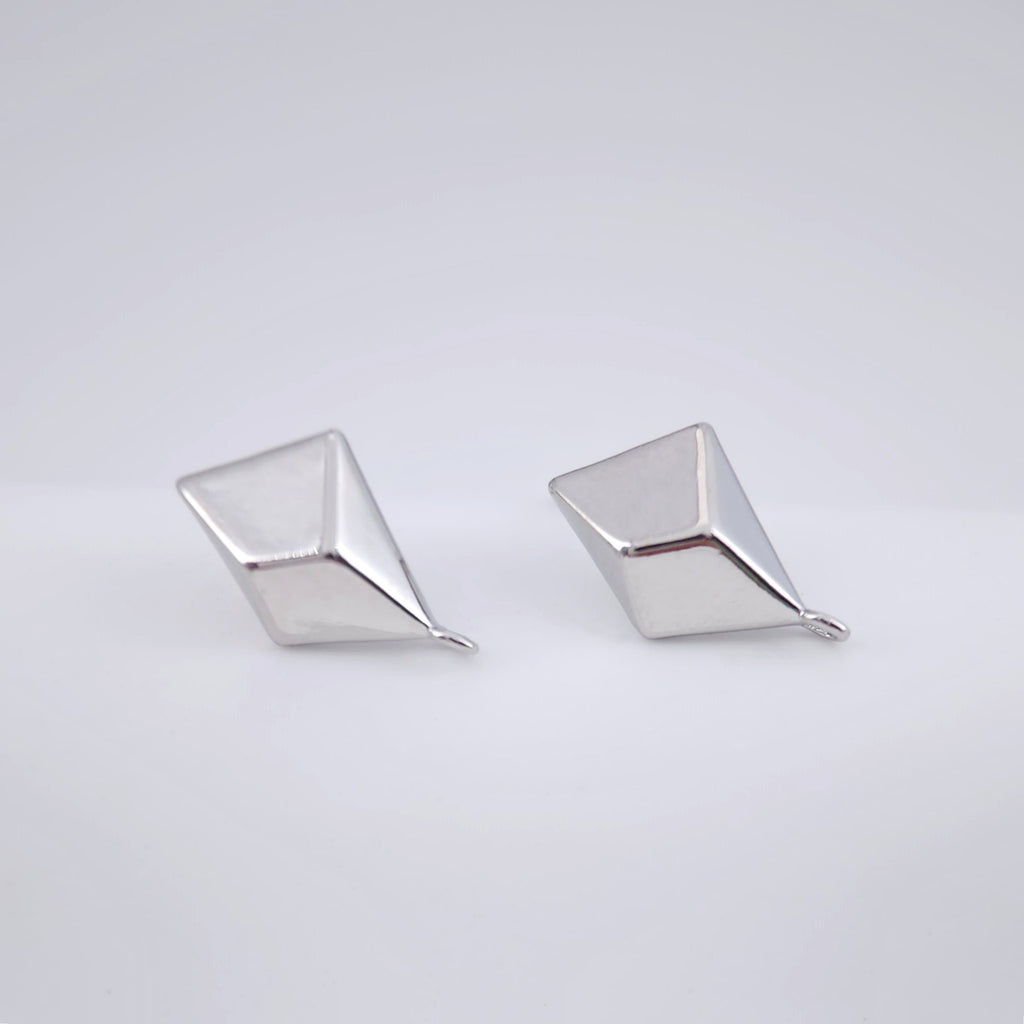 Geometric Diamond Silver Post Earring, S925 Silver Pin Nickel Free Earrings, Hypoallergenic Earring ZX236