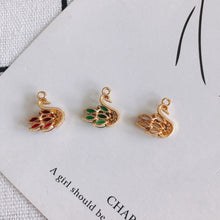 Load image into Gallery viewer, CZ Pave Little Swan Charm, Cubic Zircon Crystal Swan Pendant, Bracelet Necklace Pendant, 14K Gold Plated Charm, Jewelry Findings MY052-F234