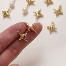 Load image into Gallery viewer, North Star Charms, Star Connector, Crystal Cubic Pave Star Pendant, 18K Gold Plated, Necklace Making Star Charms, Jewelry Findings ZZ040