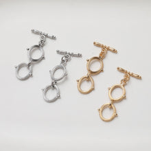 Load image into Gallery viewer, Double Loop OT Toggle Clasps, One Set, 14K Gold Plated OT Buckle, Silver Color, Necklace Closure, Connectors Clasps GZ515