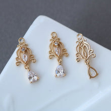 Load image into Gallery viewer, 10pcs Cubic Zircon Crystal  Teardrop Charms, CZ Earring Charms,14K Gold Plated Pendant, Jewelry Findings HL112-F013