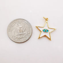 Load image into Gallery viewer, Enamel Star Charm, 18K Gold Plated Evil Eye Pendant, 20x22mm, Necklace Bracelet Making Pendant, S993