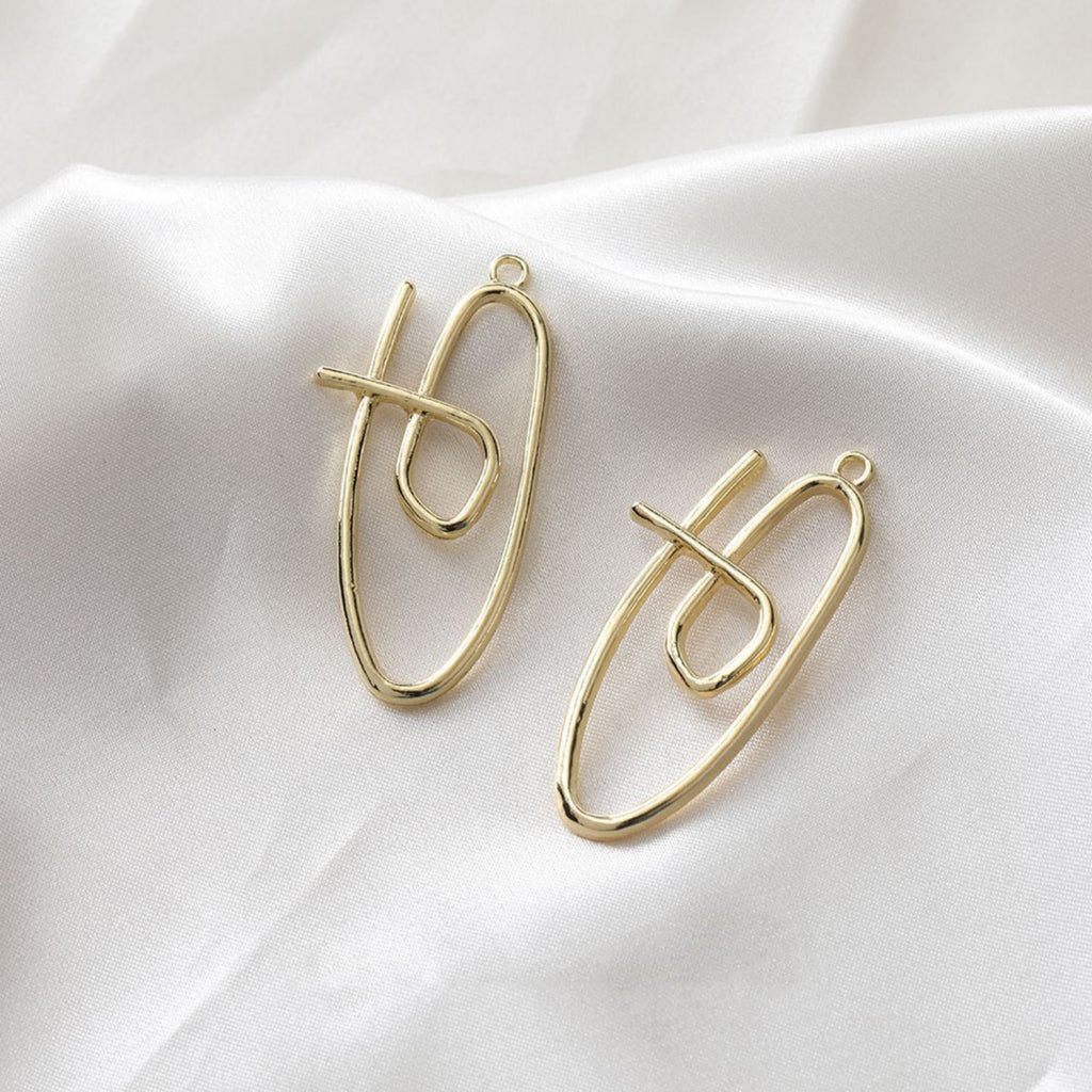 10pcs Irregular Openwork Pendant, Niche Style Charm, 18K Gold Plated Charm, Necklace Pendant GZ281