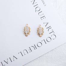 Load image into Gallery viewer, CZ Pave Leaf Charm, Cubic Zircon Crystal Leaf Pendant, CZ Earring Charms,  Real Gold Plated Brass Earring Charms, Jewelry Finding ZR009-F141