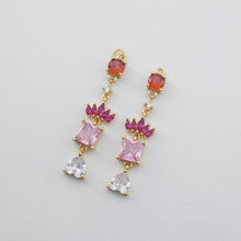 Load image into Gallery viewer, Elongated Cubic Tennis Charm, Link CZ Pendant, 18K Gold Plated Pendant, Earring Making Charm, Jewelry Findings S1163