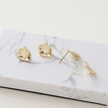 Load image into Gallery viewer, Hammered Irregular Earring Post, S925 Silver Pin, CZ Pave, Nickel Free Earrings, Irregular Shape Ear Stud with Loop JJ026-CX012