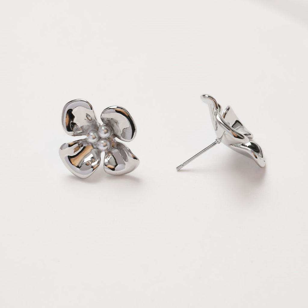 Flower Ear Post With Loop, S925 Silver Ear Pin Nickel Free Earrings, Gold/Silver Ear Stud, Hypoallergenic Earring Findings GZ272