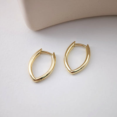 Gold Drop Shape Hoop Earring, 17*12mm, 18K Gold Plated Leverback Earrings, Huggie Hoops Earring D0127