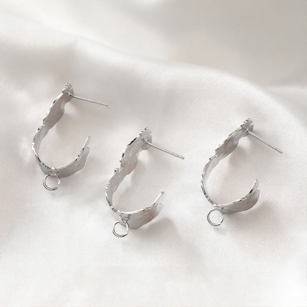 قرط أذن مطروق غير منتظم، ذهب/فضة عيار 14 قيراط، أقراط فضة S925 خالية من النيكل، قرط أذن على شكل عقدة مع حلقة JJ014