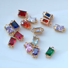 Load image into Gallery viewer, 10pcs Rectangular Connector, Cubic Zircon Crystal Pendant, Bracelet Necklace Pendant, 14K Real Gold Plated, Jewelry Findings HL101-F047