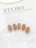 4PCS Wood Earrings, Oval Wooden Earrings for women, Reclaimed Walnut Wood, Nickel Free, Geometric Statement Earrings Finding  JT920