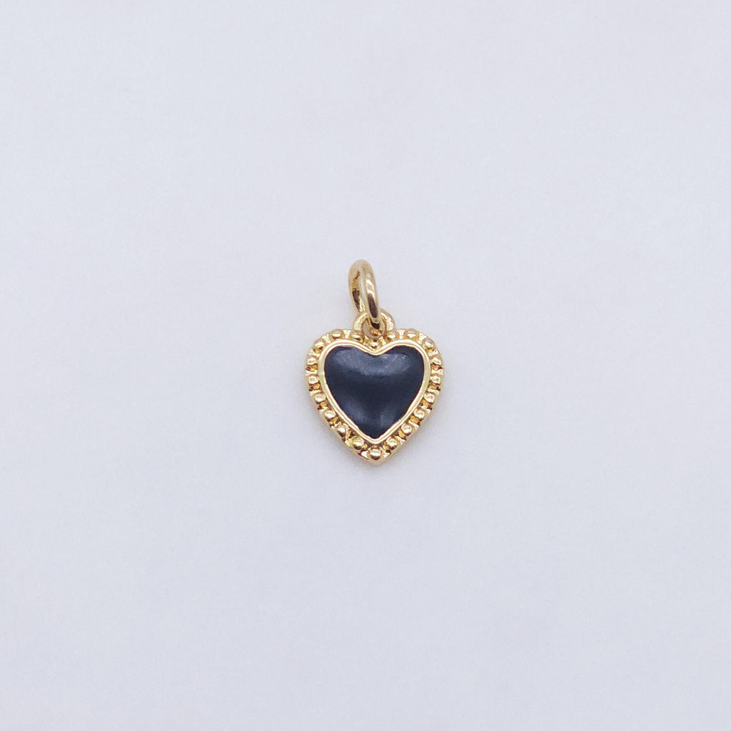 Enamel Heart Charm, 18K Gold Plated Heart Pendant, 10mm, Necklace Bracelet Making Pendant S20596