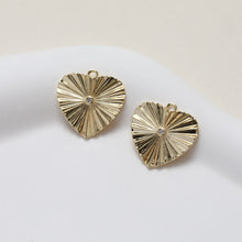 Load image into Gallery viewer, Heart Charms, Crystal Cubic Pave Heart Pendant , 14K Gold Plated, Love Charms, Bracelet Necklace Making Pendants, Jewelry Findings GZ348