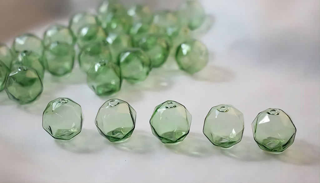 خرز فقاعات زجاجي متعدد الأوجه، 16 مم، كرات دائرية مجوفة منفوخة يدويًا لصنع المجوهرات، أصفر، أخضر، أزرق داكن، وردي، DIY Beads Finding GZ009