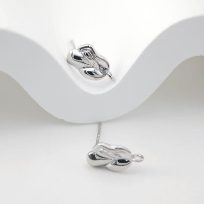 10pcs Gold/Silver Stone Earring Post With Loop, S925 Silver Pin Nickel Free Earrings, Ear Stud Loop, Hypoallergenic Earring Findings ZX173