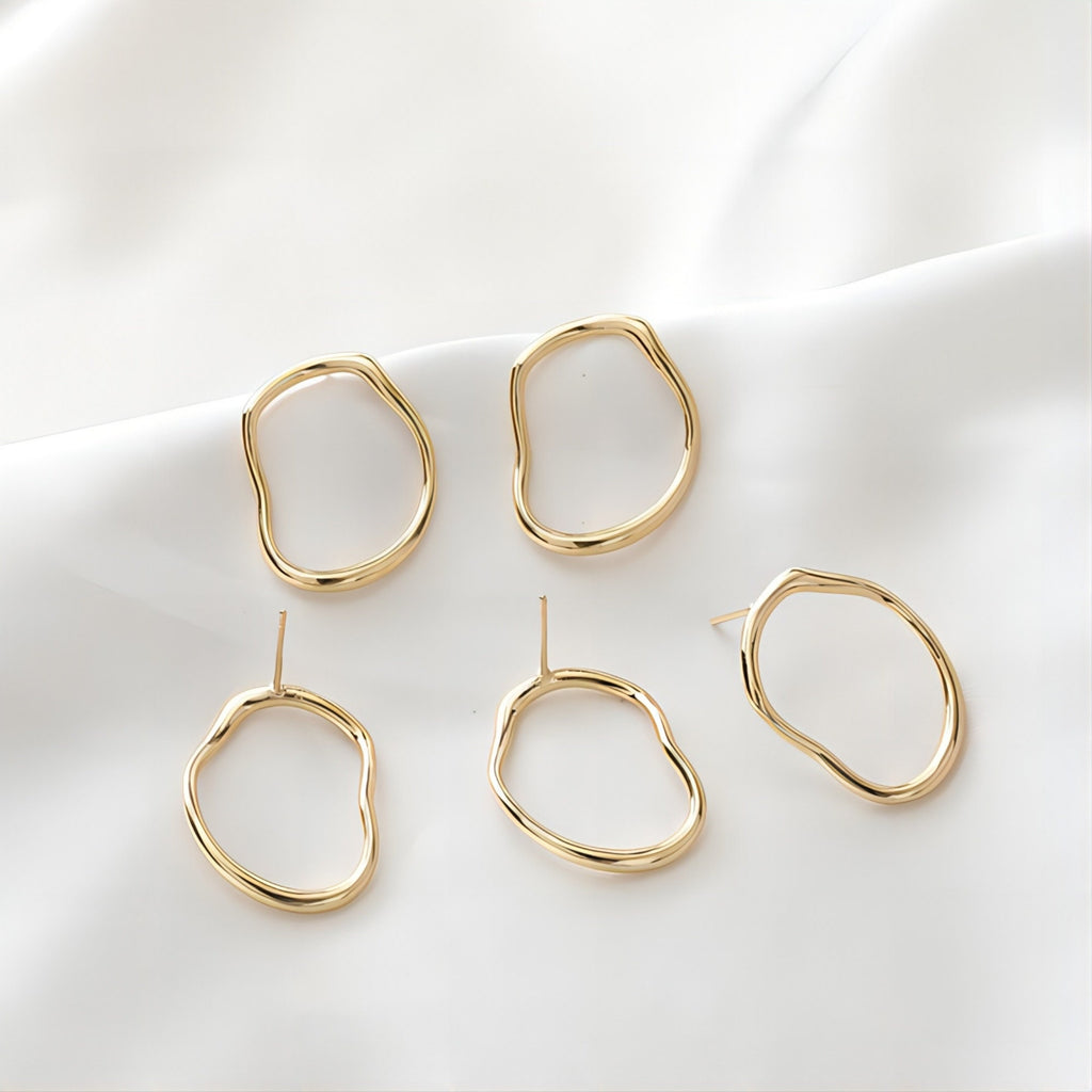 قرط أذن من الفضة الإسترليني عيار 925، دبوس أذن غير منتظم، خالٍ من النيكل، مشبك أذن ذهبي/فضي، قرط مضاد للحساسية JJ010