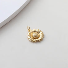 Load image into Gallery viewer, Sunflower/Round/Flower Moon Pendant, Pave CZ, Plant Charm, 18K Gold Plated, For Bracelet And Necklace Making, Jewelry Findings S1382
