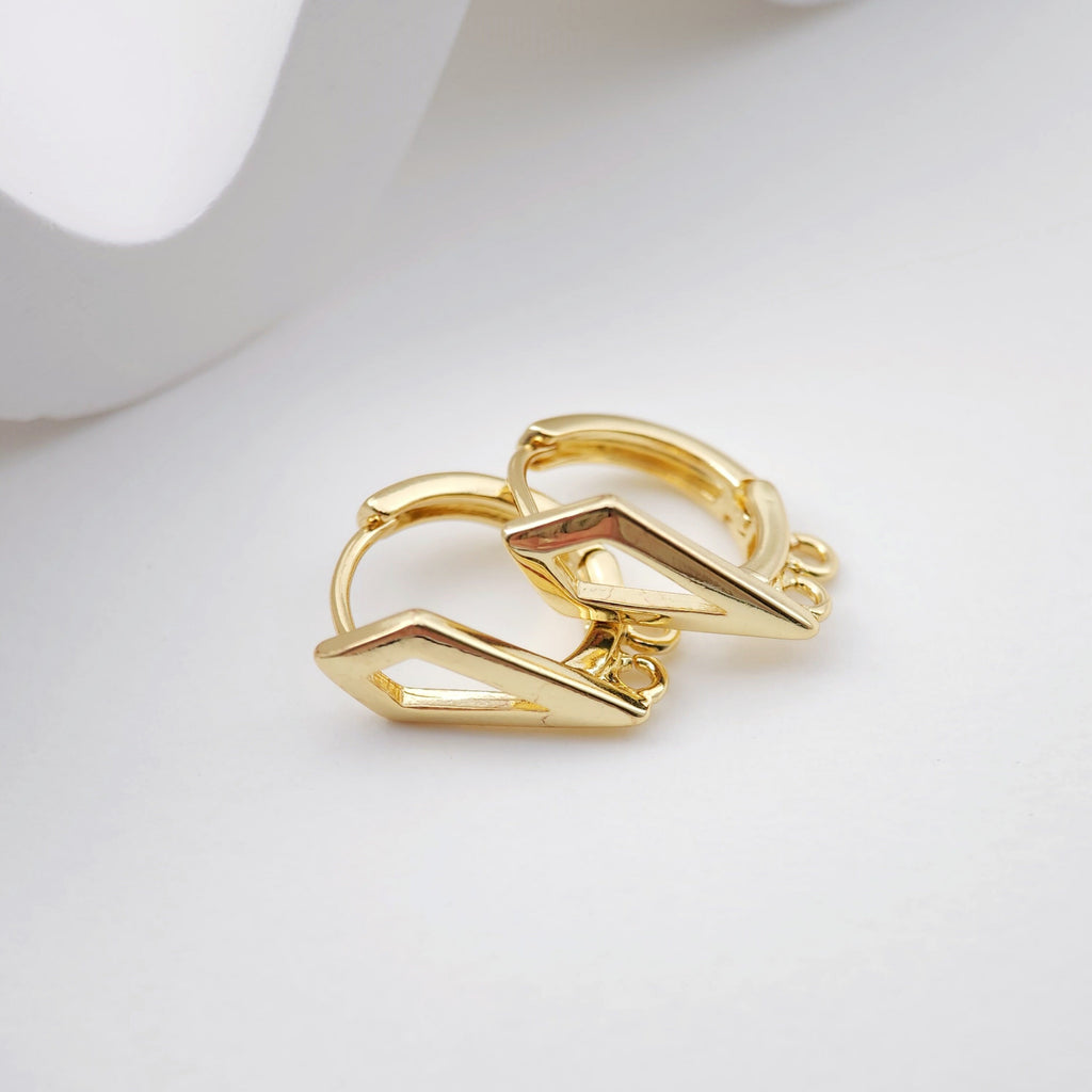 Geometric English lock with Two loops, Gold/Rhodium Plated Earring hoop, Hypoallergenic, DIY Handmade Earring Findings Supplies D0093
