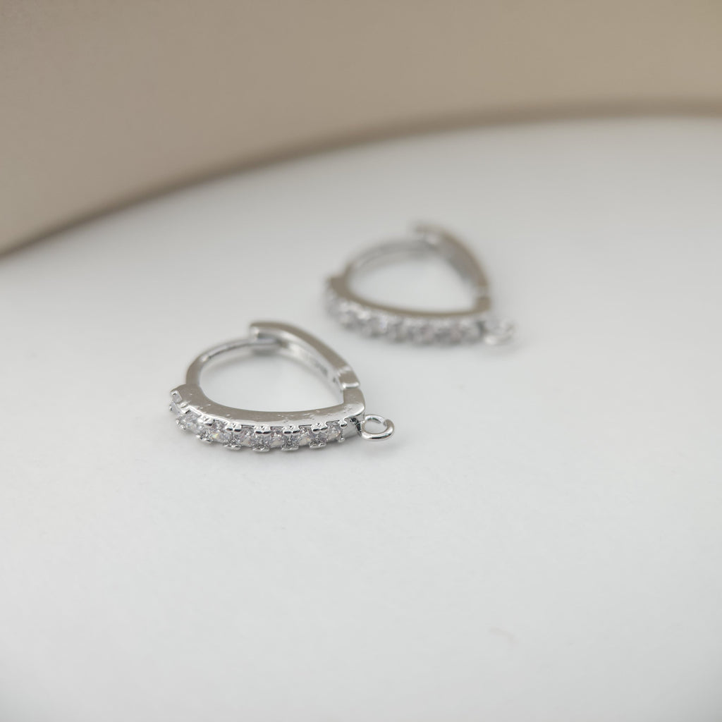 Drop Shape Ear Hoops Pave Crystal, 15.6*13mm, 18K Gold Plated Leverback Earrings, Huggie Hoops Earring D0152