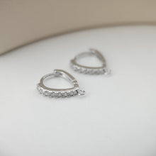 Load image into Gallery viewer, Drop Shape Ear Hoops Pave Crystal, 15.6*13mm, 18K Gold Plated Leverback Earrings, Huggie Hoops Earring D0152