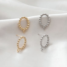 Load image into Gallery viewer, Oval Twisted Post with Loop, S925 Silver Ear Pin Nickel Free Earring, Gold/Silver Ear Stud, Hypoallergenic Earring Finding JJ015
