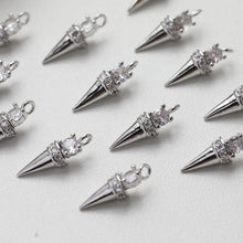 Load image into Gallery viewer, Cone Pendant, CZ Pave, 18K Gold Plated Charm, Earring Making Findings, Necklace Making Charms, Jewelry Findings GZ620