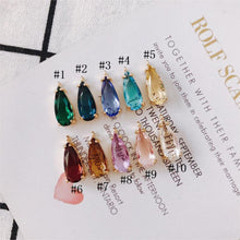 Cargar imagen en el visor de la galería, 10 piezas de dijes largos de lágrima de cristal, 10 colores a elegir, chapados en oro de 14 quilates, 18 x 7,5 mm, accesorios de joyería MY076-F040