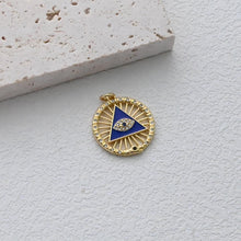 Cargar imagen en el visor de la galería, Dije de ojo turco cúbico, colgante redondo con pavé de circonitas cúbicas bañado en oro de 18 quilates, dije para hacer collares, accesorios de joyería S1302