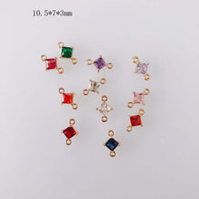 Cargar imagen en el visor de la galería, 10 conectores de cristal rómbico, colgantes de cristal, chapados en oro de 18 quilates, accesorios de joyería MY078-F233